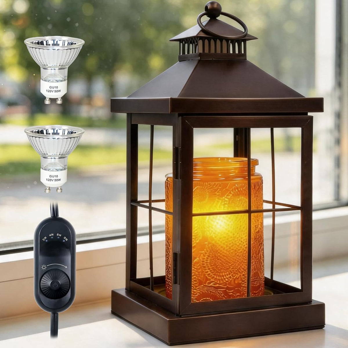 2026 New Candle Warmer Lamp with Timer,Compatible with 3 Wick Candles Jars,Vintage Candle Warmer Lantern Lamp,Dimmable Farmhouse Candle Lamp Warmer,Fully Enclosed and Hanging Up Designed