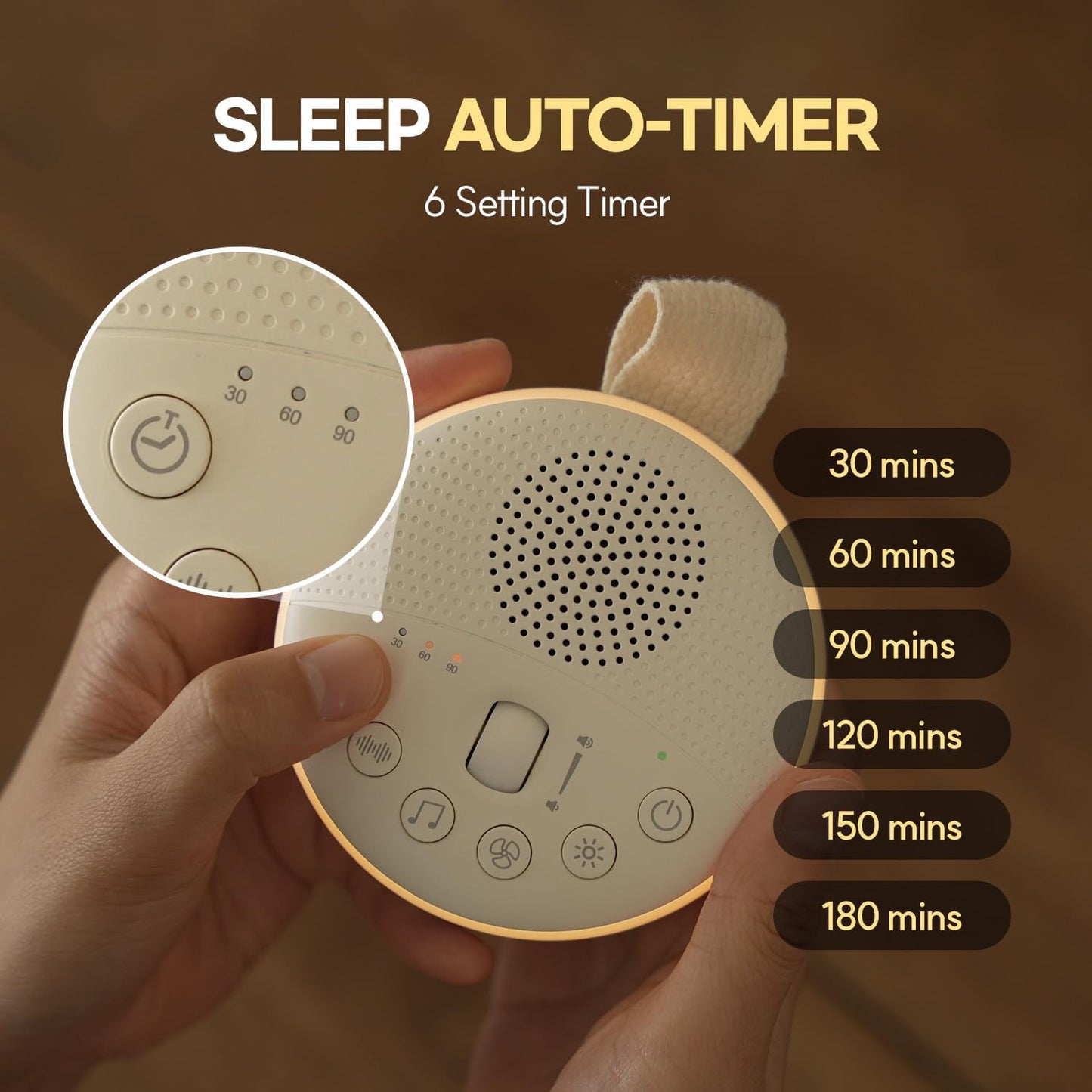 HuBDIC HubiCare White Noise Machine, Portable Sound Machine with 21 Soothing Sleep Sounds, Long-Lasting Battery, Gentle LED Mood Light, Travel-Friendly Sleep Aid for Newborns, Children