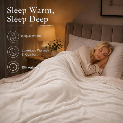 Electric Heated Blanket Full Size 72"x84" – Light Gray | ETL for Safe Overnight, 4 Heat Settings & 10H Auto Off, Dual-Sided Microplush Sherpa for Home Night, Machine washable