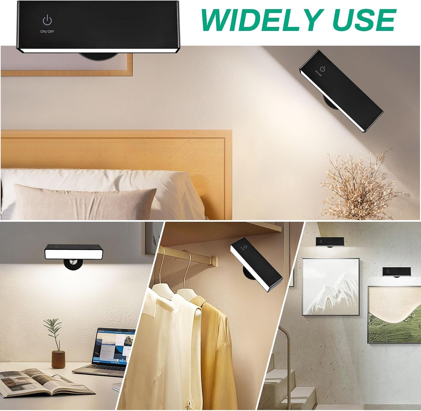 Rechargeable Wall Sconce, Battery Operated Wall Light (1 Pack) | Magnetic Removable, 360° Rotate, 4000mAh, No Drill, Renter-Friendly for Bedroom, Vanity, Refrigerator & Picture