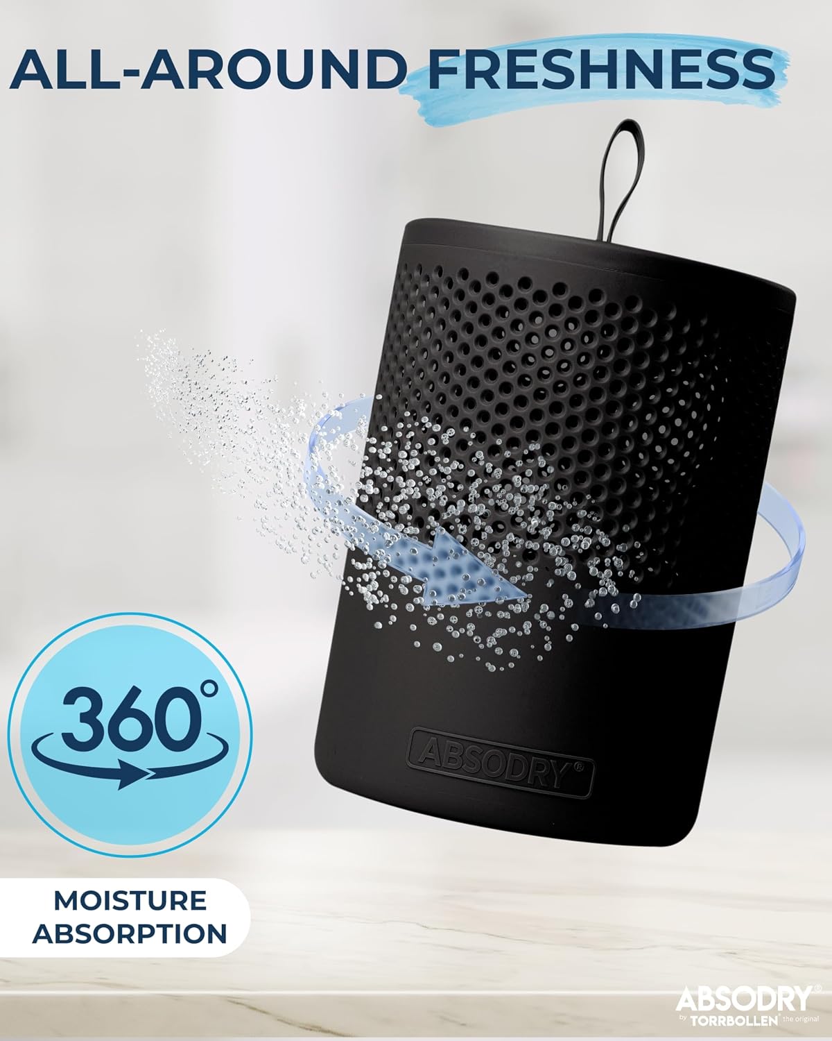 Closet dehumidifier - Absodry by Torrbollen Moisture Absorber 1.3lb Bag — Dehumidifier for Bedroom, humidity absorber, Air Freshener and Purifier for Home Up to 90 Days, 269 ft² (White)