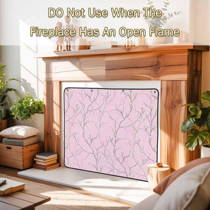 Magnetic Fireplace Cover White Vines Fireplace Screen Decorative Flowers Leaves Tree Branches Insulation Fireplace Blocker Blanket Save Energy Fireplace Draft Stopper Covers for Living Room 39x32 Inch