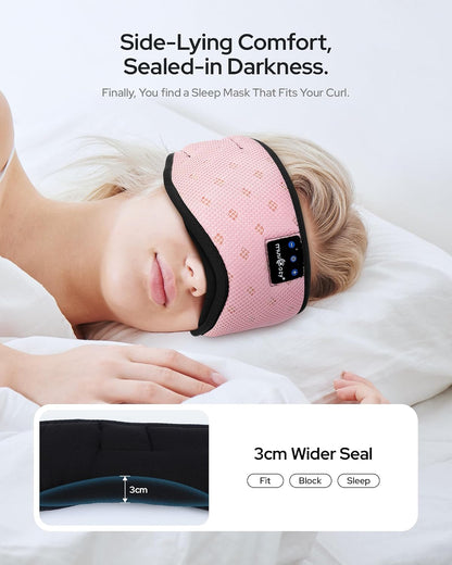 MUSICOZY Bluetooth Sleep Mask Headphones for Side Sleepers | Soft Mesh Eye Masks With Ultra-Thin Speakers, HD Audio, Comfortable Fit For Sleeping, Travel and Relaxation
