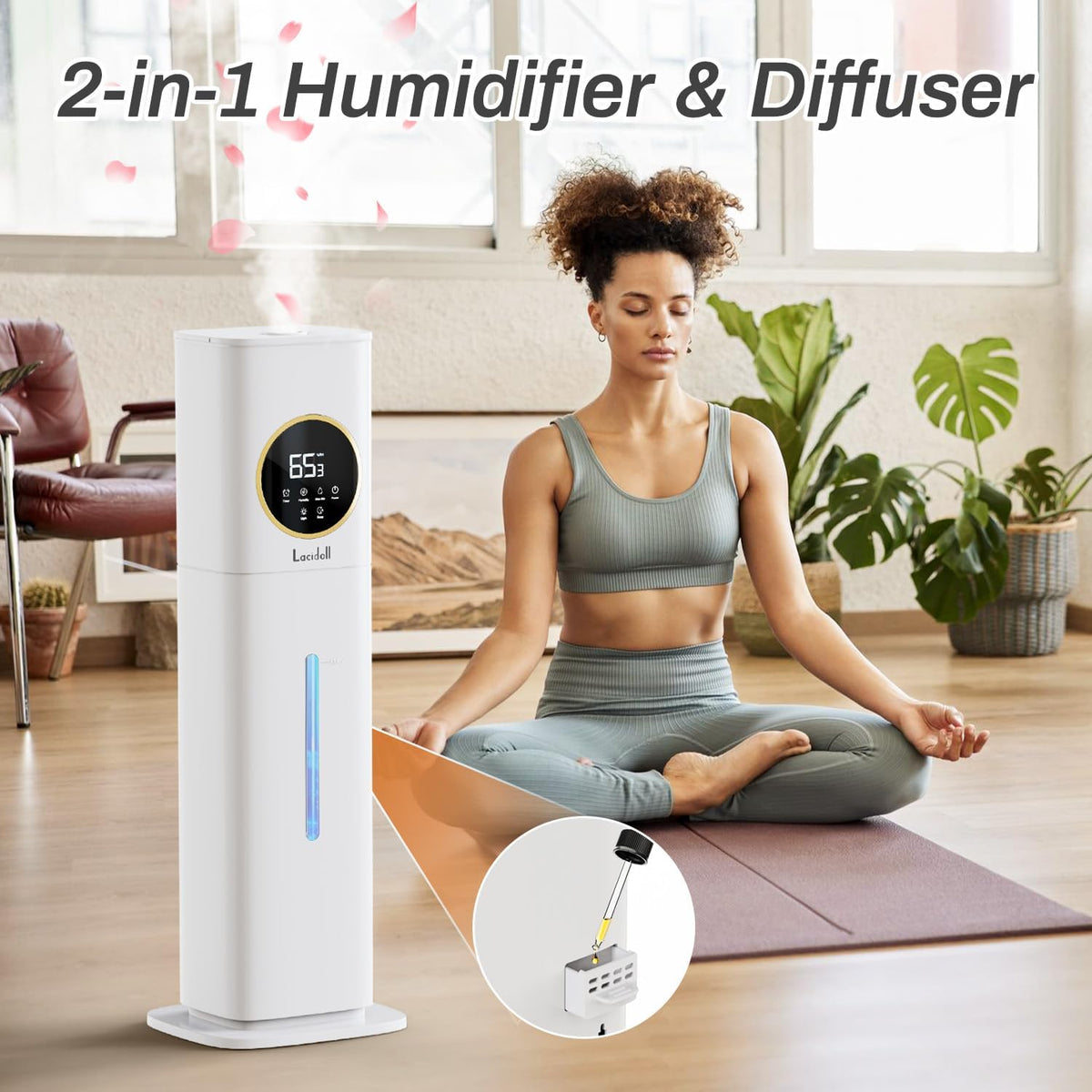 Lacidoll 8L Large Humidifier for Bedroom Large Room Home 800 sq ft, Black