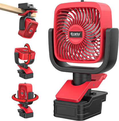 Ecarke 4" Clip Fan Compatible with Milwaukee 18V Battery (Tool Only) 3-Speed Cordless Clip-On Fan with 360° Rotation Low Noise Portable Desk Fan for Camping Jobsite Tent Fishing Outdoor