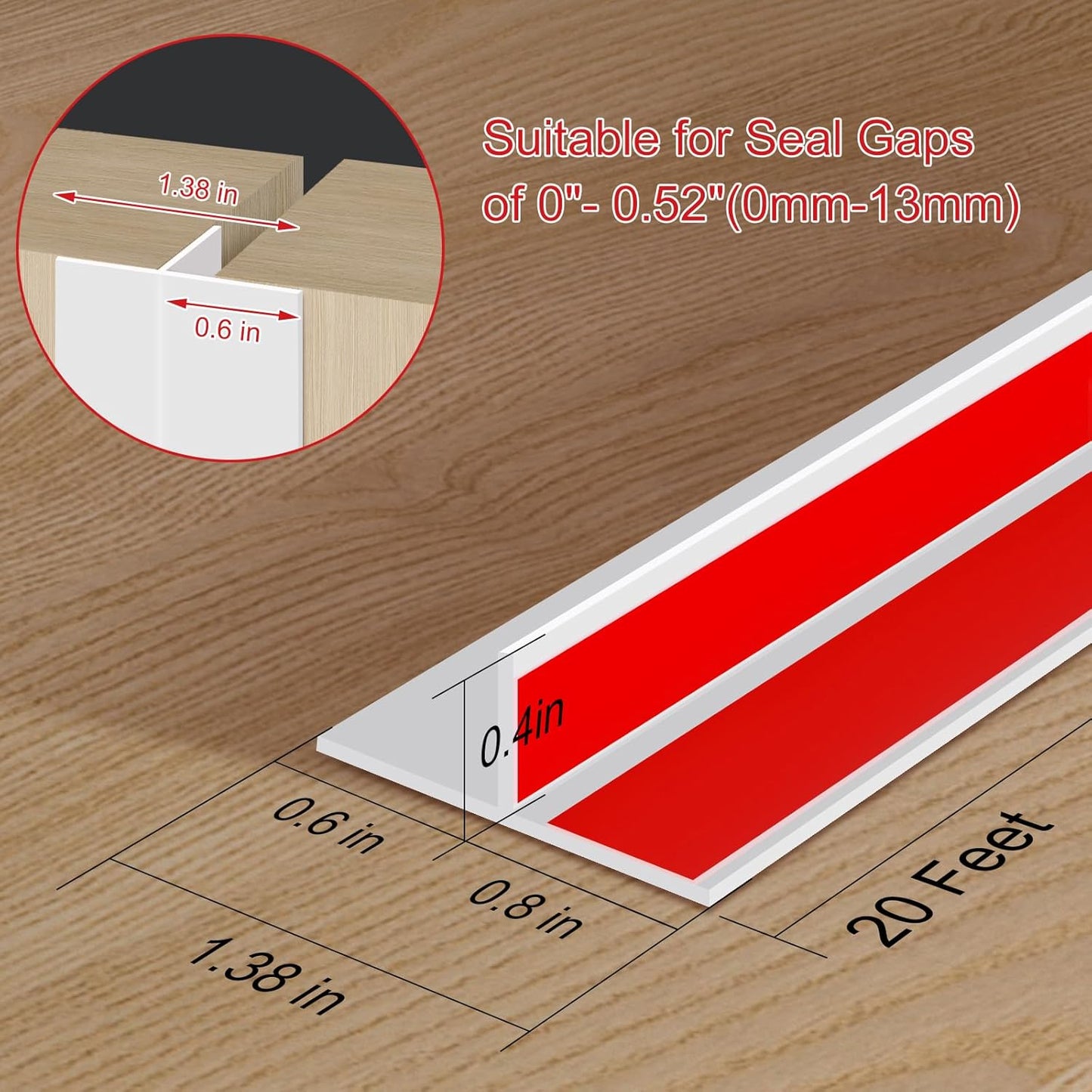 Benory T-Shaped Silicone Door Weather Stripping, Clear, 1.38" W x 20 ft | T-shaped design helps the seal stay in place on door frames while reducing drafts, energy loss, and outside noise