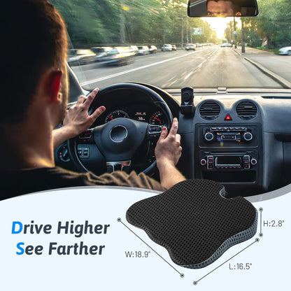 Wedge Car Seat Cushion for Better Visibility & Sciatica Pain Relief | High Density Memory Foam, Non-Slip Ergonomic Car Seat Cushion for Driving, Universal Fit for Car, SUV,Truck & Tractor