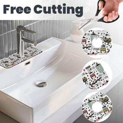 Wildflowers Floral Flower Kitchen Sink Splash Guard Faucet Mat Super Absorbent Fast Drying Mat Sink Gadgets-Fast Drying Pad Sink Mat For Kitchen Bathroom (15" X 5.5" )