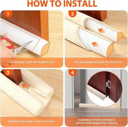 GDHOMM Door Draft Stopper for Bottom of Door, Adjustable Door Sweep Door Draft Blocker Door Gap Filler, Energy Saving, Keeps Sound Draft Light Out - Fits 30” to 36” Door