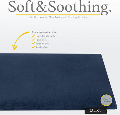 Qomfor - Microwavable Heating Pad - Blue Green - Lavender Scented Heat Pack - Therapeutic Heat Wrap for Neck, Shoulders & Period Cramps Pain Relief - Reusable Hot/Cold Therapy Bag