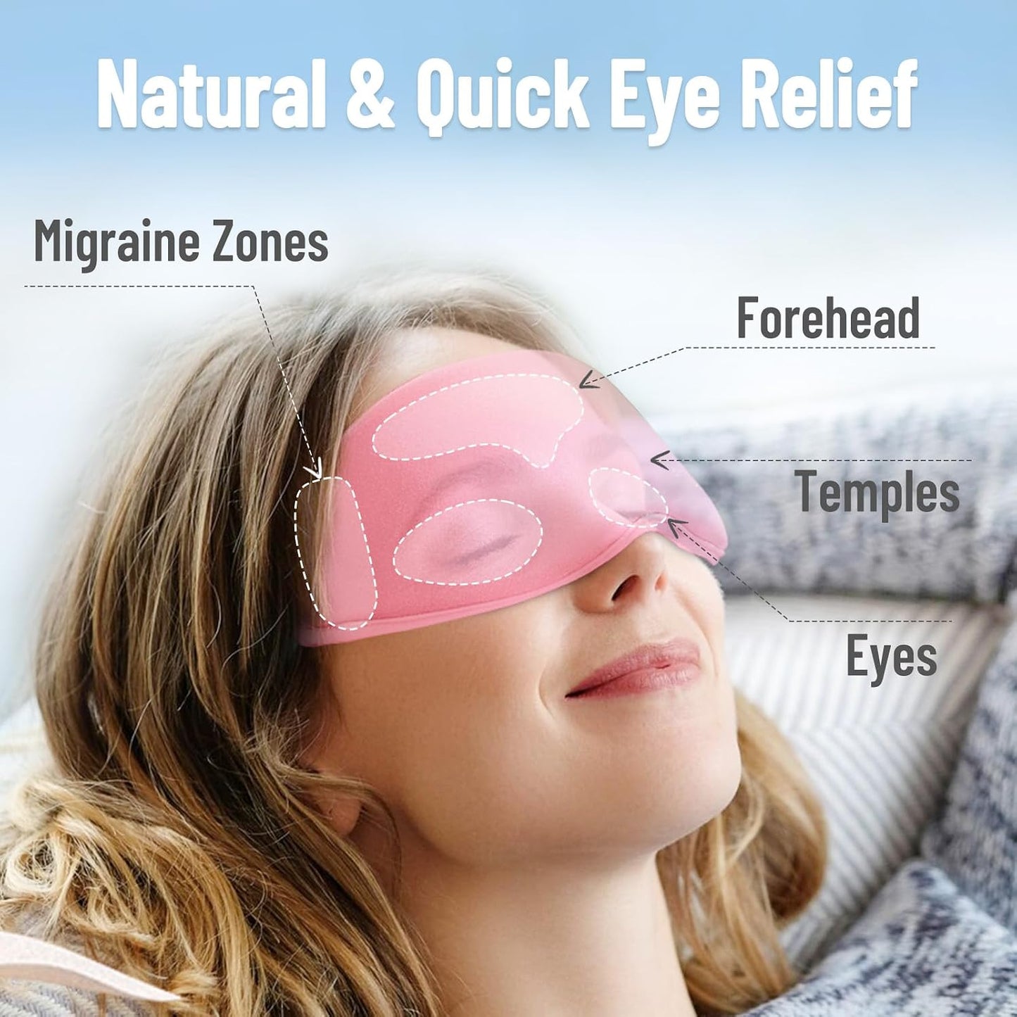 Cooling Eye Mask, Cold Eye Mask for Puffiness, Reusable Ice Eye Masks for Dark Circles And Puffy Eyes, Relieve Your Migraines and Headaches with Gel Eye Masks Therapy, Long-Lasting Comfort, Light Blue