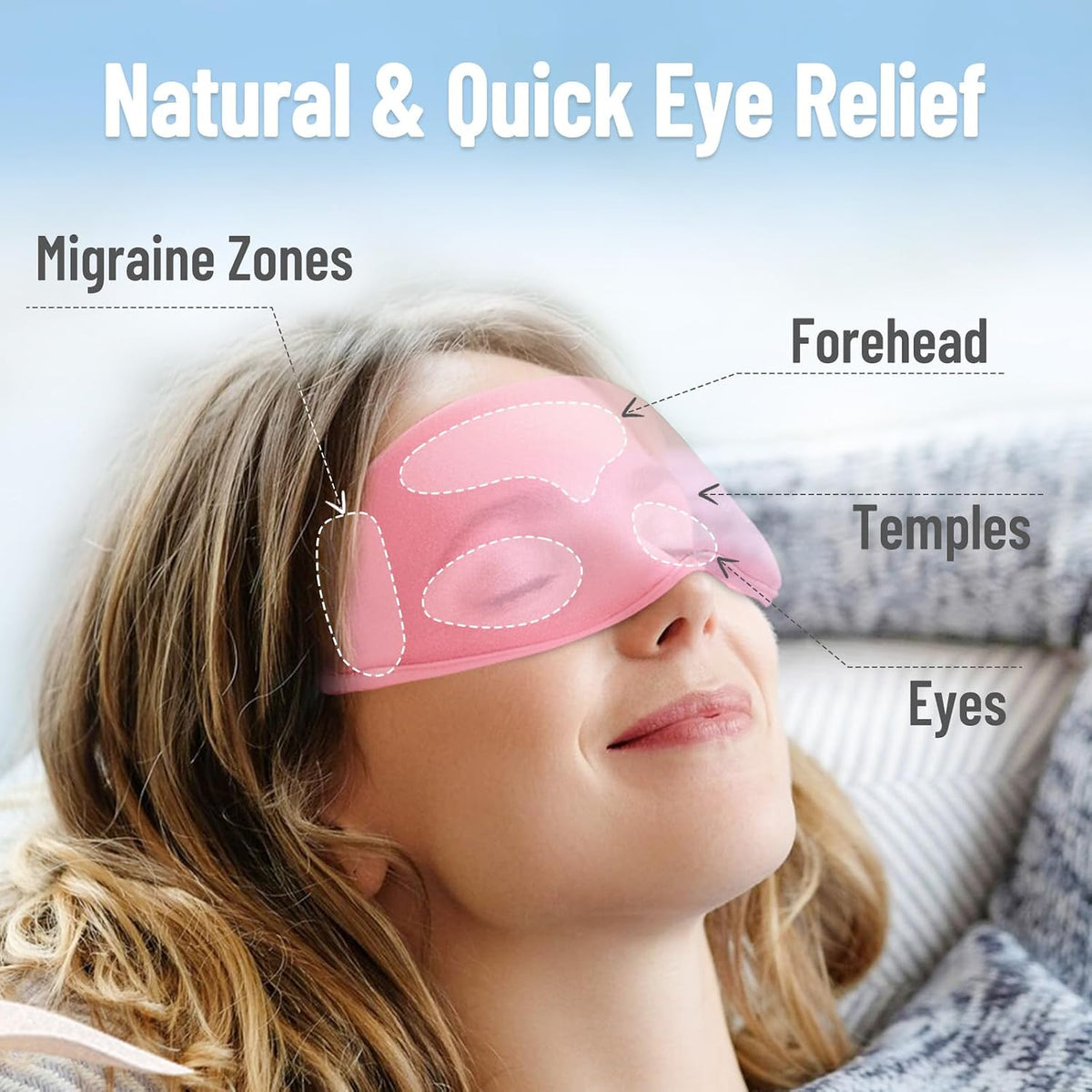 Cooling Eye Mask, Cold Eye Mask for Puffiness, Reusable Ice Eye Masks for Dark Circles And Puffy Eyes, Relieve Your Migraines and Headaches with Gel Eye Masks Therapy, Long-Lasting Comfort, Light Blue