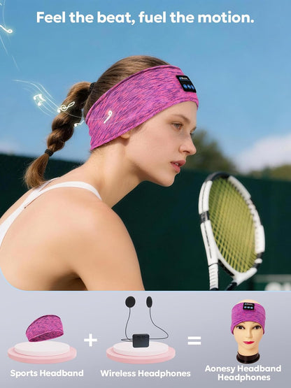 AONESY Bluetooth Headband for Sleeping, Headband Headphones for Side Sleepers & Sports, Washable & Wireless Music Headband with Secure Fit for Running, Workout, Gym, Yoga - Great Gift