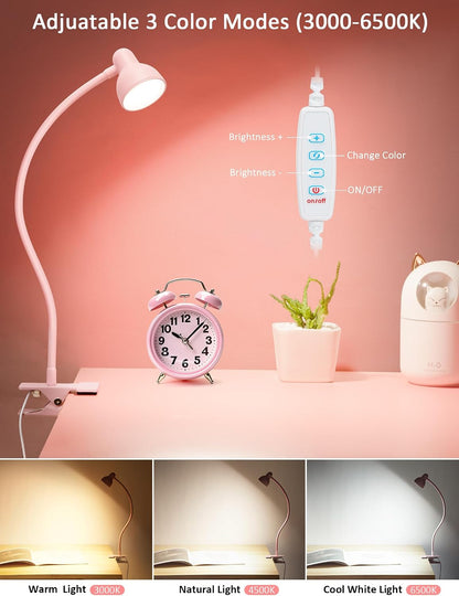 Clip on Reading Light for Bed 3 Color Modes Teal