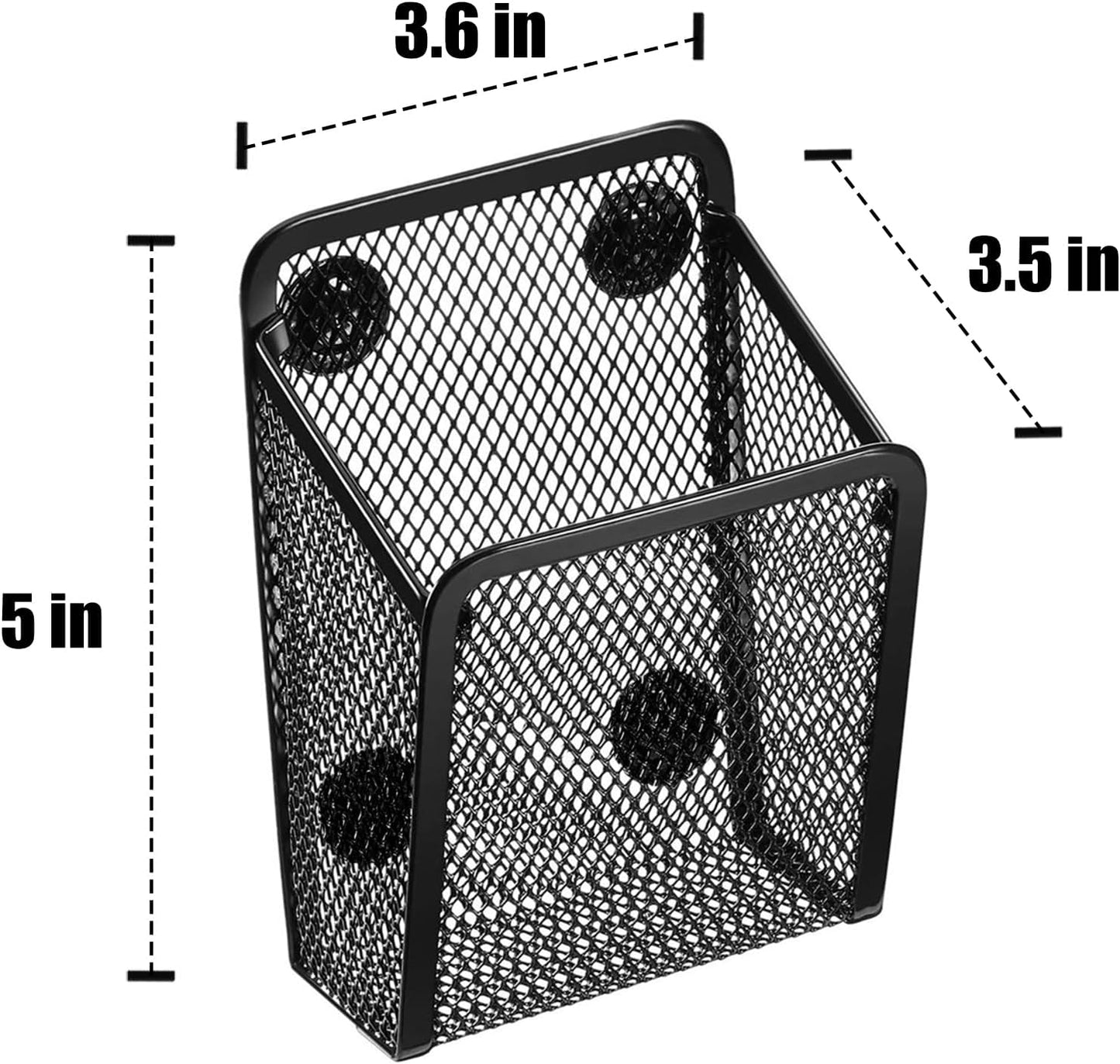 Magnetic Pencil Holder Whiteboard Pen Holder Locker Accessories (2-Slot*1) | Locker Organizer, Desk Organizer, Teacher Supplies, Mesh Basket, Strong Magnets, Black, For Fridge School Office Home