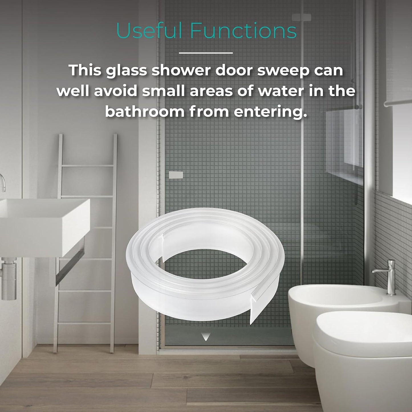 Framed Shower Door Sweep, 36" Shower Door Bottom Seal for Swing Doors | Angled Gray Swing Door T Seal Sweep with Drip Rail, Shower Bottom Door Sweep Replacement