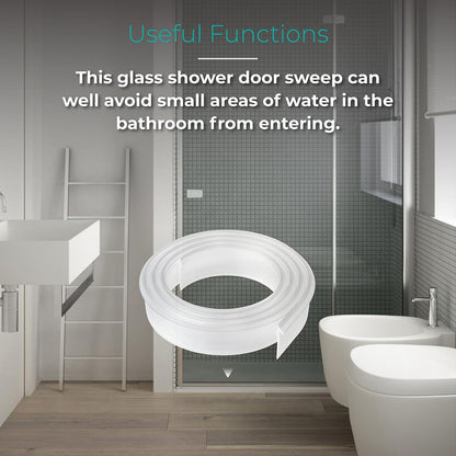 Framed Shower Door Sweep, 36" Shower Door Bottom Seal for Swing Doors | Angled Gray Swing Door T Seal Sweep with Drip Rail, Shower Bottom Door Sweep Replacement
