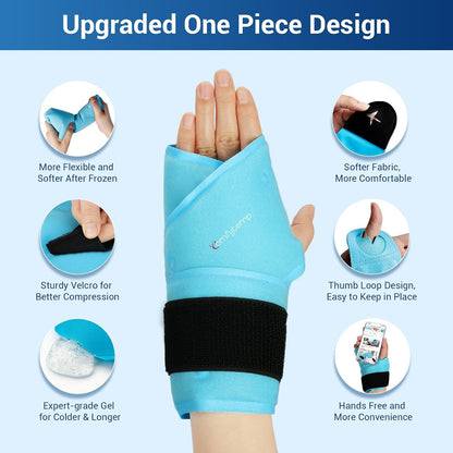 Comfytemp Wrist Ice Pack Wrap Carpal Tunnel Relief Wrist Brace, 2 Packs
