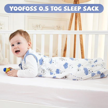 Yoofoss Baby Sleep Sack 0-6 Months Wearable Blanket for Babies 100% Organic Cotton 2-Way Zipper TOG 0.5 Toddler Sleeping Sack 3 Pack, Sleep Sacks