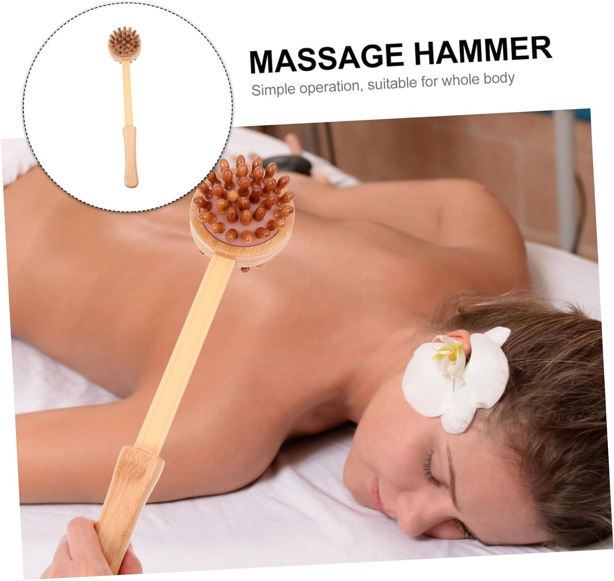 Bamboo Massage Hammer Handheld Wood Massager for Neck Shoulder Back Acupoint Therapy with Ergonomic Handle for Muscle Relief and Relaxation