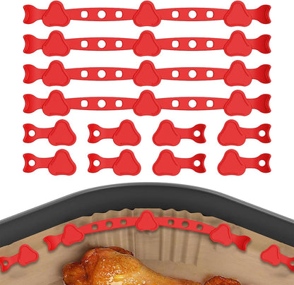 Air Fryer Magnets Silicone Buckle for Parchment Paper Liners, High-Temp Resistant Air Fryer Accessories, Safely Lock Paper from Heating Element or Covering Food, Prevent Burning (Red)