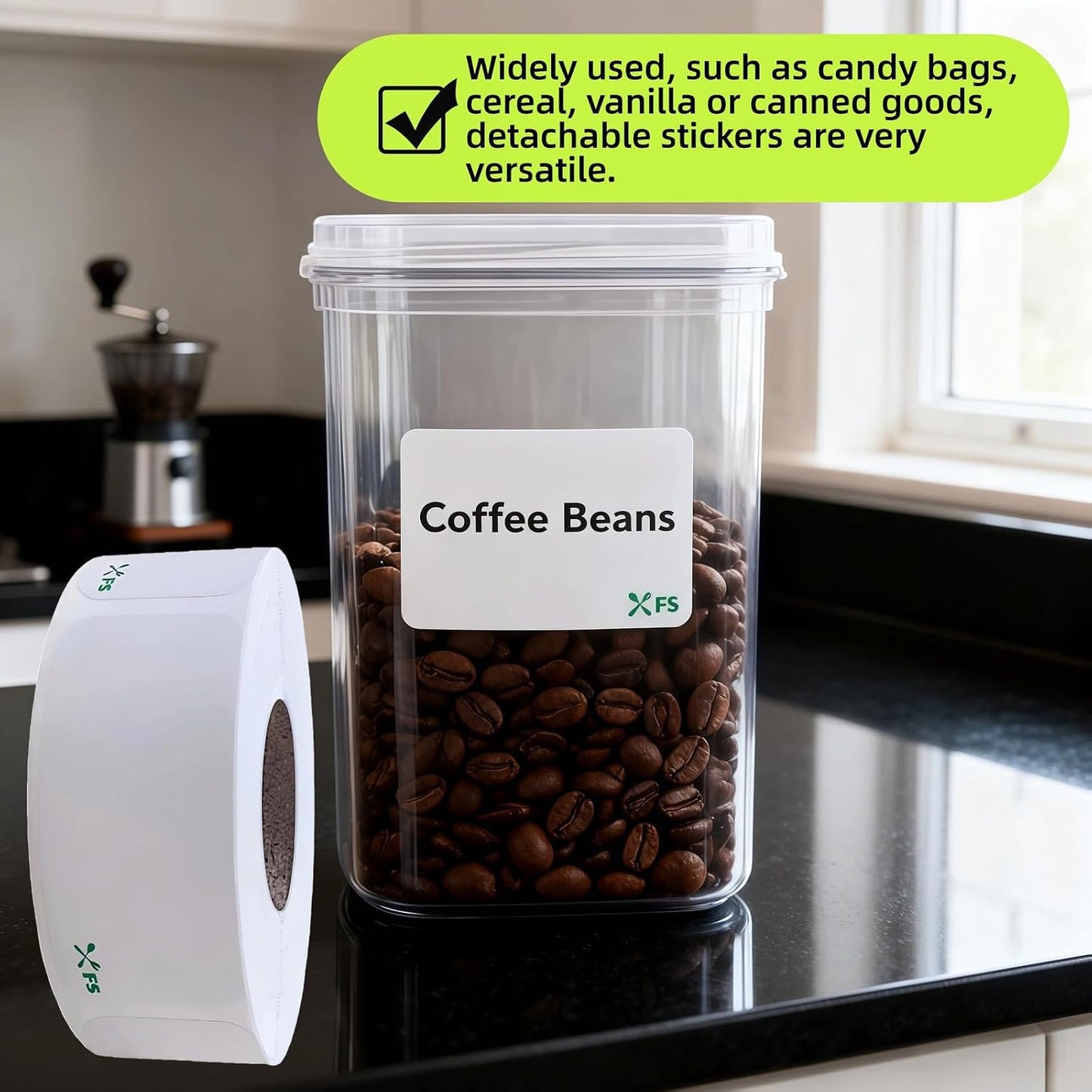 500 Food Storage Stickers Refrigerator Freezer Paper Label Removable Blank Food Labels, Water/Oil/Tear Resistant with Perforation Line for Freezer Food Containers Jars Pantry