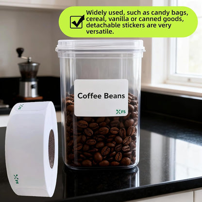 500 Food Storage Stickers Refrigerator Freezer Paper Label Removable Blank Food Labels, Water/Oil/Tear Resistant with Perforation Line for Freezer Food Containers Jars Pantry