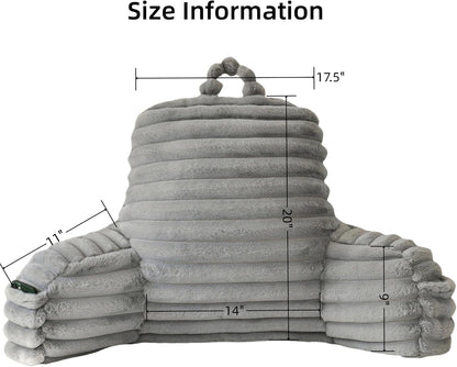 Large Reading Pillow for Adults, Back Support Pillow for Sitting Up in Bed with Arms, Couch for Lounging Bedrest, Pink