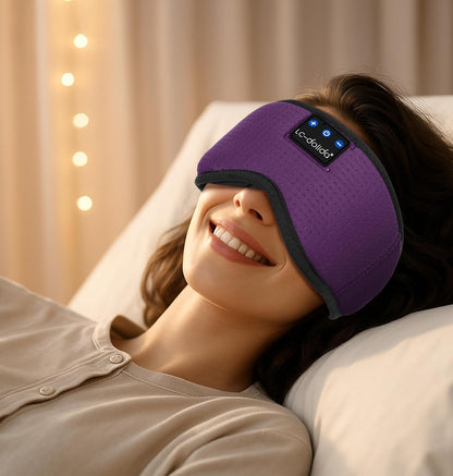 LC-dolida Sleep Headphones, 3D Sleep Mask Bluetooth Wireless Music Eye Mask, Sleeping Headphones for Side Sleepers Sleep Mask with Bluetooth Headphones Ultra-Thin Stereo Speakers Perfect for Sleeping