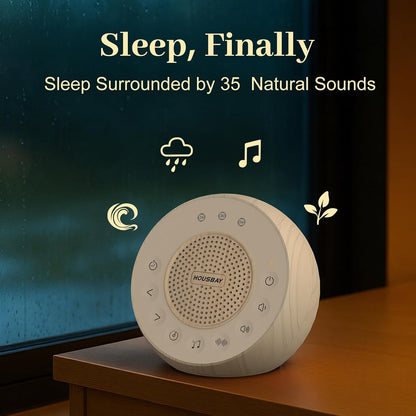 Housbay White Noise Machine with 31 Soothing Sounds, 5W Loud Stereo Sound, Auto-Off Timer, Adjustable Volume, Sleep Sound Machine for Baby, Kid, Adult -Wood Grain