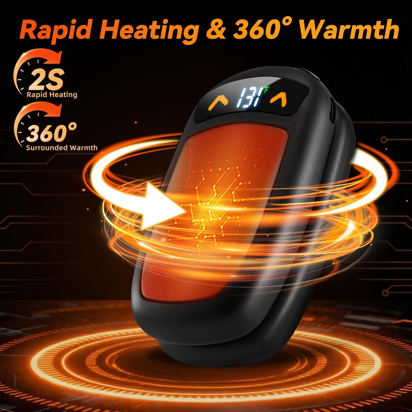 Rechargeable Hand Warmer 2Pack, AI Chips Electric Hand Warmers with LED Display, 3 Temps Portable Magnetic Handwarmers, Pocket-Sized Electronic Hand Warmers for Man, Women, Camping, Hunting, Christmas
