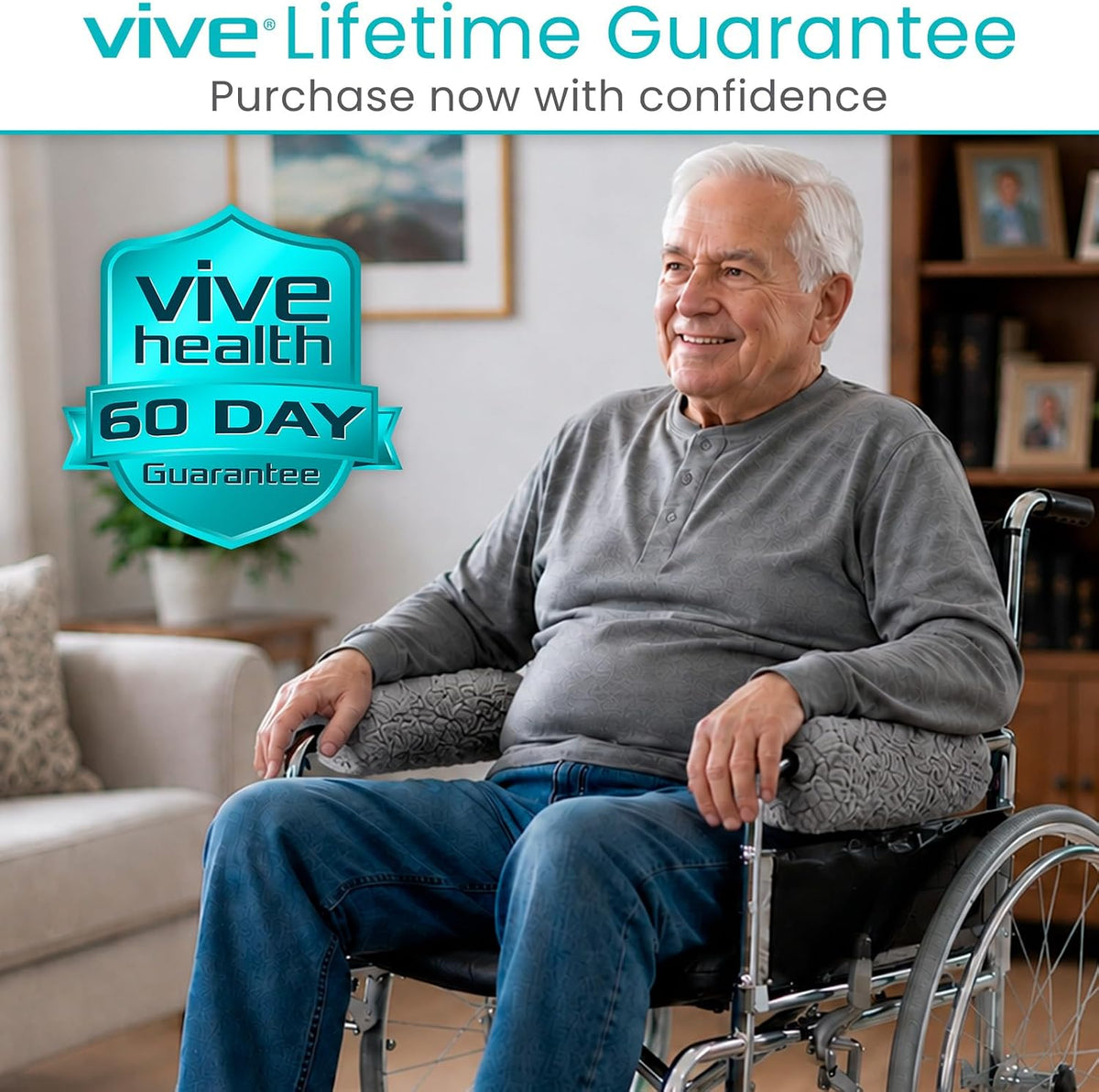 Vive Wheelchair Armrest Pads (2 PCS) - Memory Foam Sheepskin Cushion