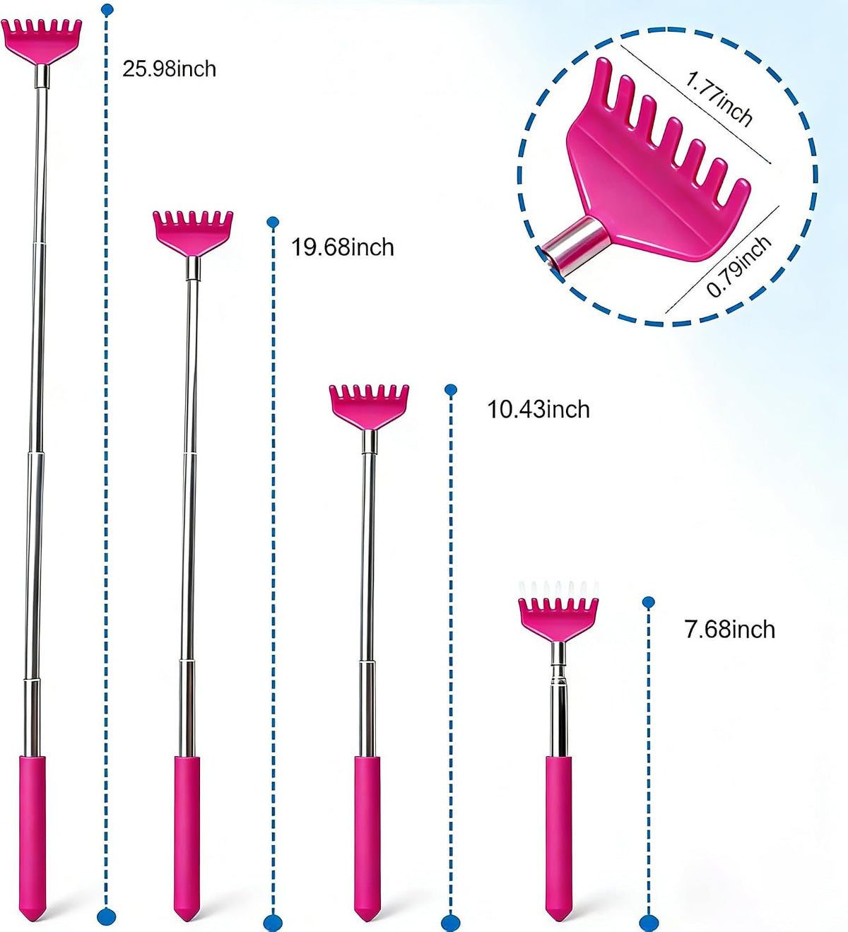 2 Pack Back scratchers Set,Stainless Steel Back Scratcher Extendable