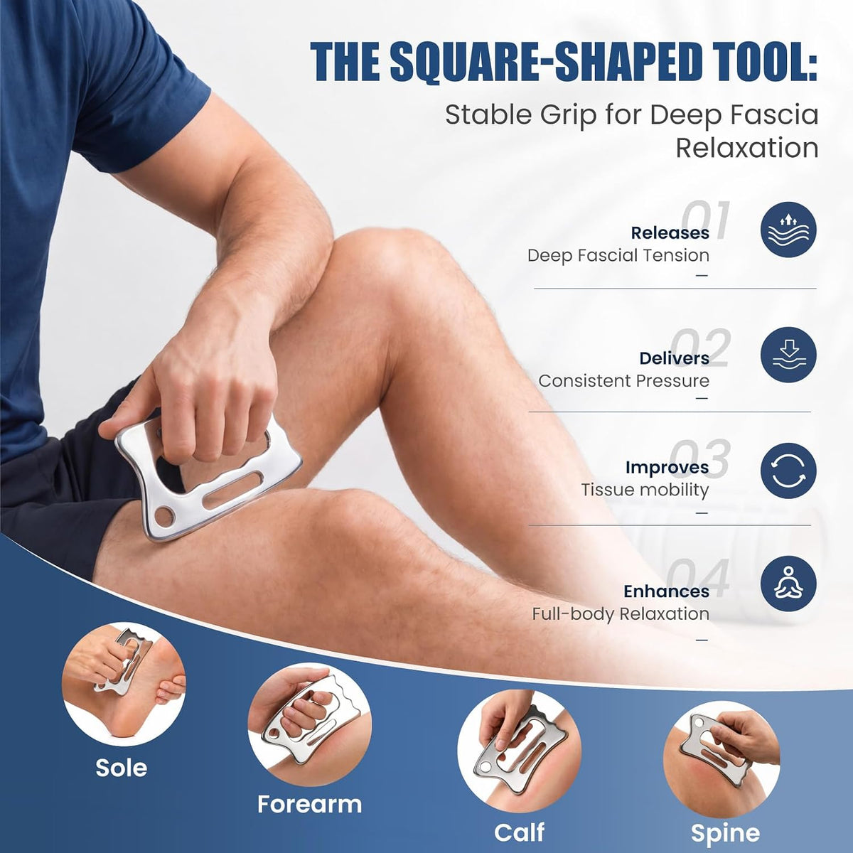 Muscle Scraper Tools, Stainless Steel Guasha Tool for Body, Scraping Tool Physical Therapy, Myofascial Release Tool, Massage Tools for Deep Tissue