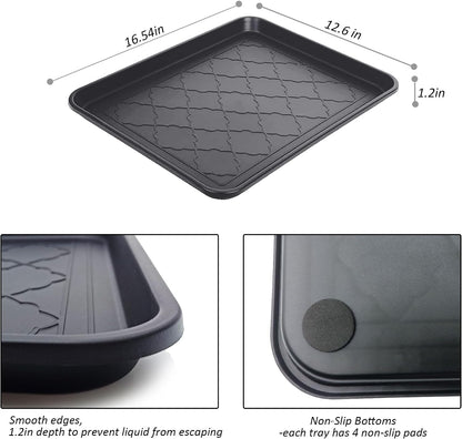 Boot Tray for Entryway Indoor, 3 Pack Wet Shoe Trays for Floor Protection, Non-Slip Plastic Boot Shoe Mat Tray w/Lip, Mudroom(13.7 inx10.8 inx1.2in)