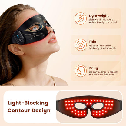 Viconor Red Light Therapy for Eyes, Infrared Red Light Therapy for Eye Bag | 630nm Red Light & 850nm Infrared Red Light Therapy Device for Wrinkles, Red Light Eye Mask with Rechargeable Remote