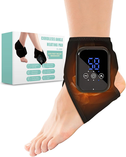 Vita Feet Relief Ankle Massager with Heat and Vibration, Cordless Device