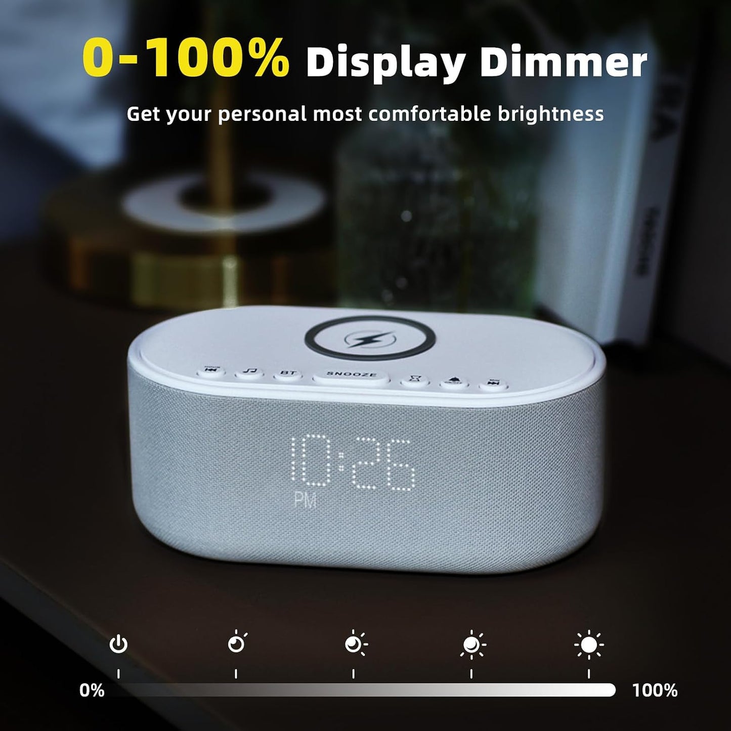 Odokee Sound Machine Alarm Clock for Bedrooms with Wireless Charging - Putty
