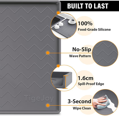 TigeJoy Under Sink Mats for Kitchen Waterproof 34" x 22", Cabinet Liner | Leak-Proof Silicone Mat Sink Protector, Kitchen Essentials Organizer and Storage,Boot or Shoe Tray, Pet Feeding Mat