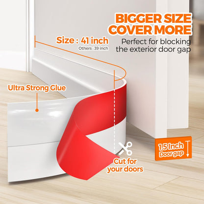 Holikme Door Draft Stopper 41inch Weather Stripping Door Seal Sweep | Under Door Draft Insulator Strong Adhesive Silicone Garage Window Strip Blocker Cold Air & Noise, Easy Install Save Energy