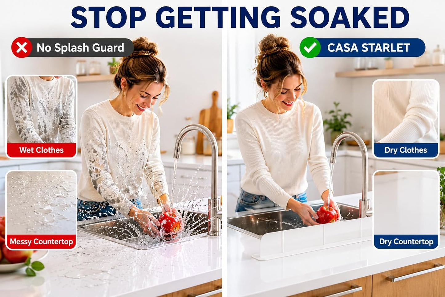 30 inch(75cm) Premium Kitchen Sink Silicone Water Splash Guard SIZE UPGRADE 30" and new package - NO Suction Cups, Ultra Wide 30" - Made in Korea (Ultra Wide Eco Gray)