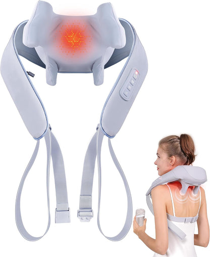 Shiatsu Back and Neck Massager, Cordless Shoulder Massager with Heat, Electric Deep Tissue 3D Kneading Massage Pillow for Shoulder, Leg, Body Muscle Pain Relief, Gifts for Men Women