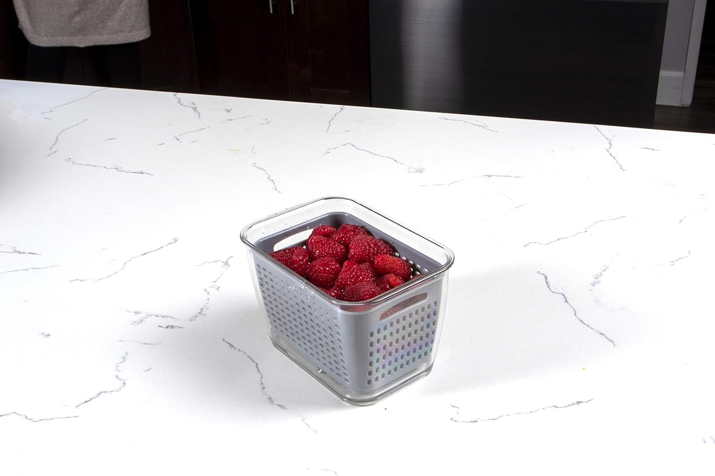 Kitchen Spaces Stackable Fridge Storage Colander Containers, Variety Pack | 3 Sizes to Store Fresh Produce, Organize Washed Fruits and Veggies, Snap and Seal Lids with Adjustable Vents, Hand Wash Only