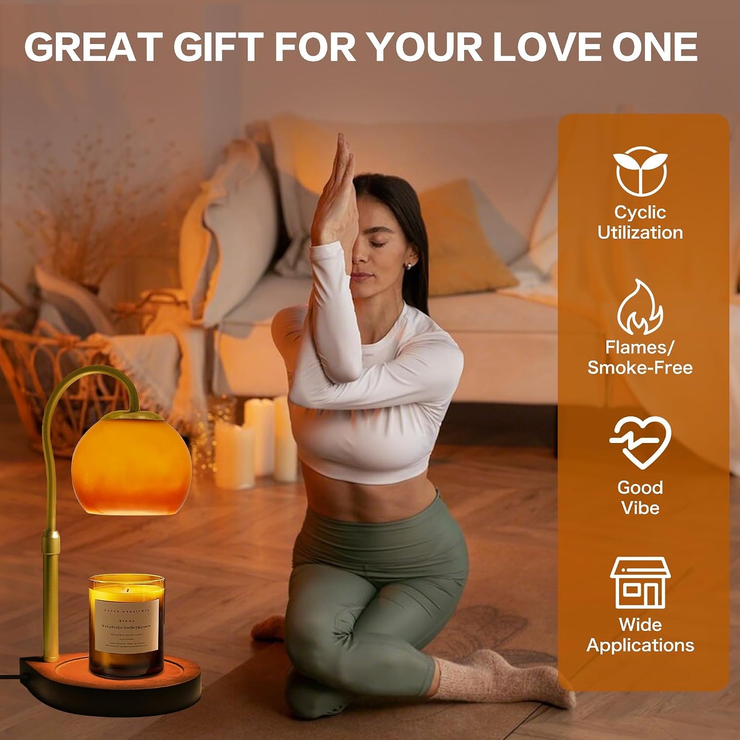 Candle Warmer Lamp with Timer 2H/4H/8H, Adjustable Height Dimmable Candle Lamp with 2 Bulbs, Wax Melt Warmer for Jar Candles, House Warming, Home Decor, Christmas Gifts for Women, Mom(Ocean)