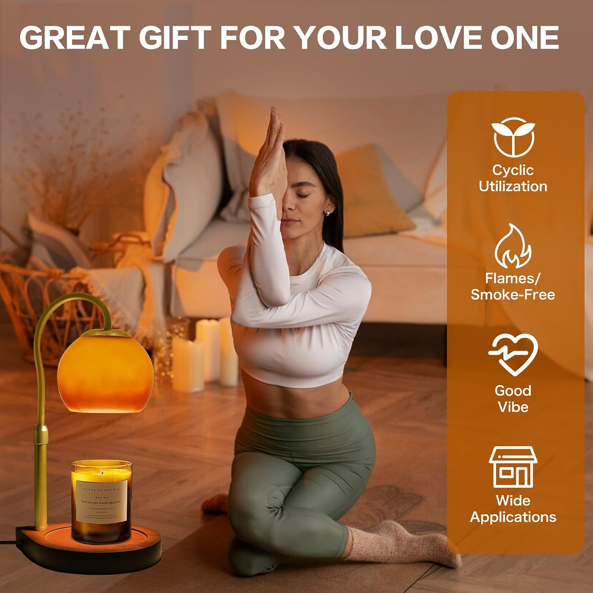 Candle Warmer Lamp with Timer 2H/4H/8H, Adjustable Height, Ocean