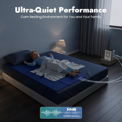 Bed Cooling System with LCD Panel, 1-9H Adjustable Timer, 2 Speeds | 6W Water Cooling Mattress Pad for Hot Sleepers, Low Noise, Beat Night Sweats, Cooling Mat for Student Dormitory, Nursing Home