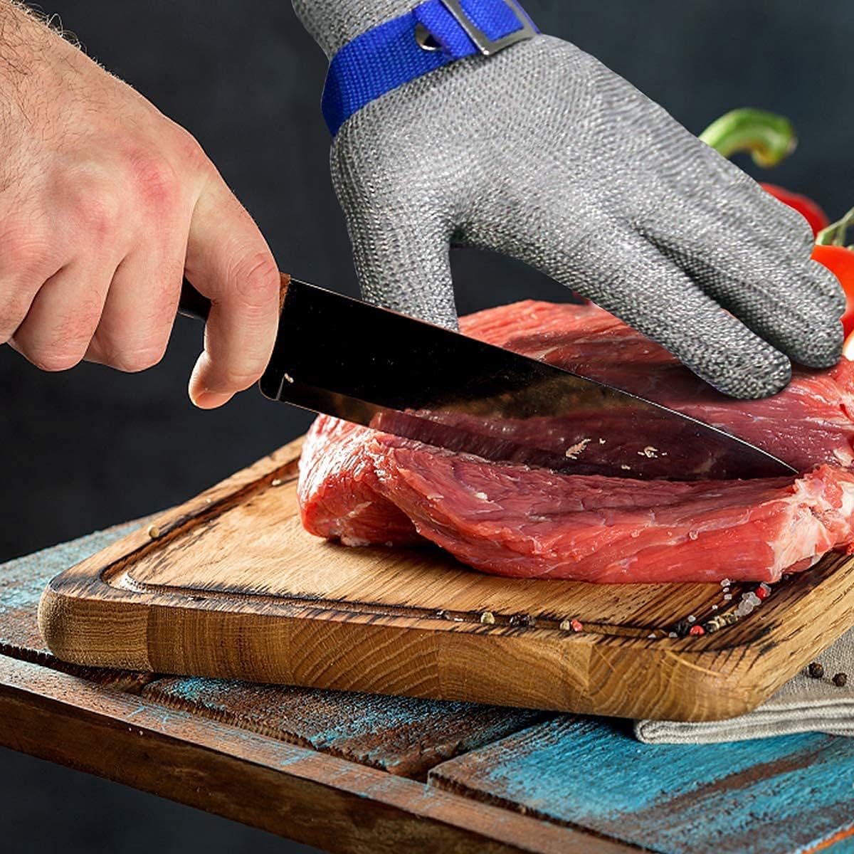 Schwer SlicePro ANSI A9 Cut Resistant Glove PR1706, Stainless Steel Mesh Metal Glove, Food Grade for Kitchen Cooking, Butcher Meat Cutting, Oyster Shucking, Mandoline, Fishing, (M, 1 PCS)