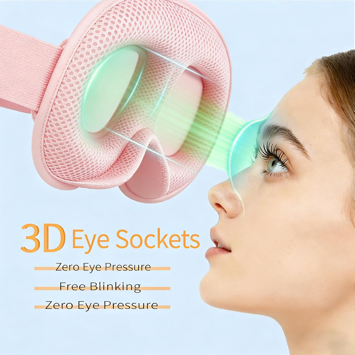 3D Sleep Mask for Side Sleepers, Memory Foam Eye Mask for Sleeping, 100% Blackout, Breathable & Lightweight, Adjustable Strap, No Pressure on Eyes, Soft Travel Sleep Mask for Men & Women Pink