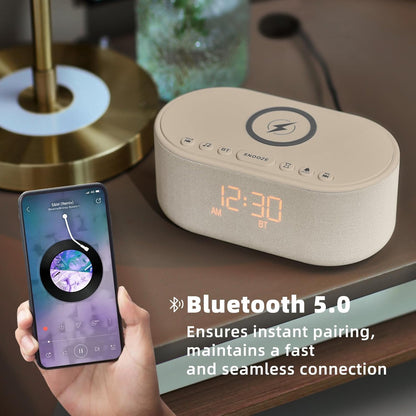 Odokee Sound Machine Alarm Clock for Bedrooms with Wireless Charging - Putty