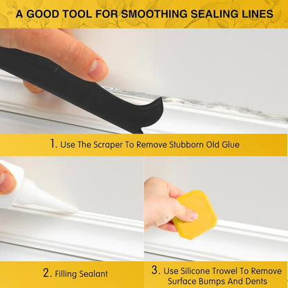Outus 4 Pieces Silicone Caulking Tool Set Sealant Finishing Grout Scraper Caulking Removal Tool for Kitchen Bathroom Floor Sink Joint Sealant Sealing Home House Renovation, Reuse and Replace (Blue)